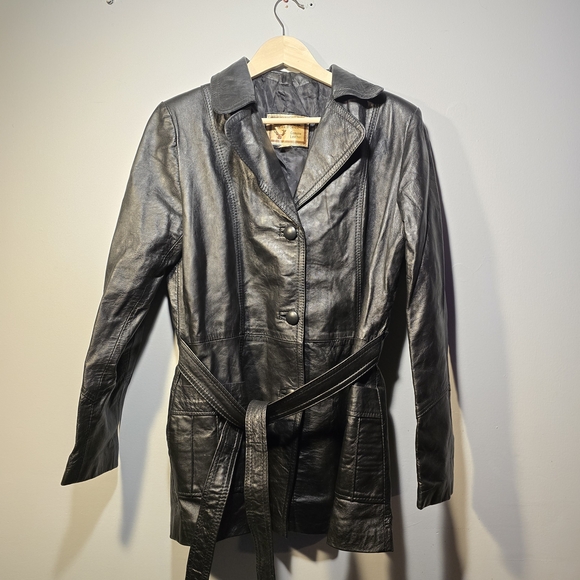 attica of california Jackets & Blazers - Attica Of California Black Leather Women's Jacket - Vintage - Size 17/18